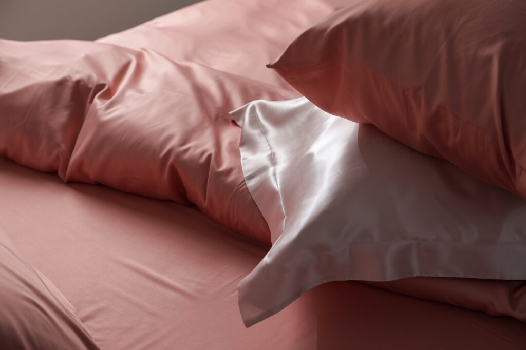 Benefits of a Satin Pillowcase closeup view of satin pillowcases