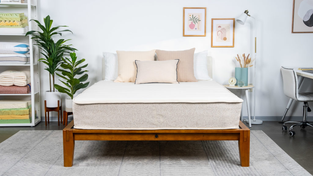 Birch Natural Mattress Review: Takeaways From Our Test Lab Proprietary photo of the Birch Mattress in the SleepFoundation testing lab