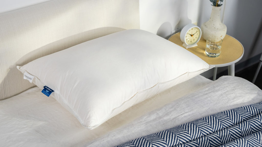 Best Feather Pillows A picture of the Brooklinen Down Pillow in Sleep Foundation's test lab.