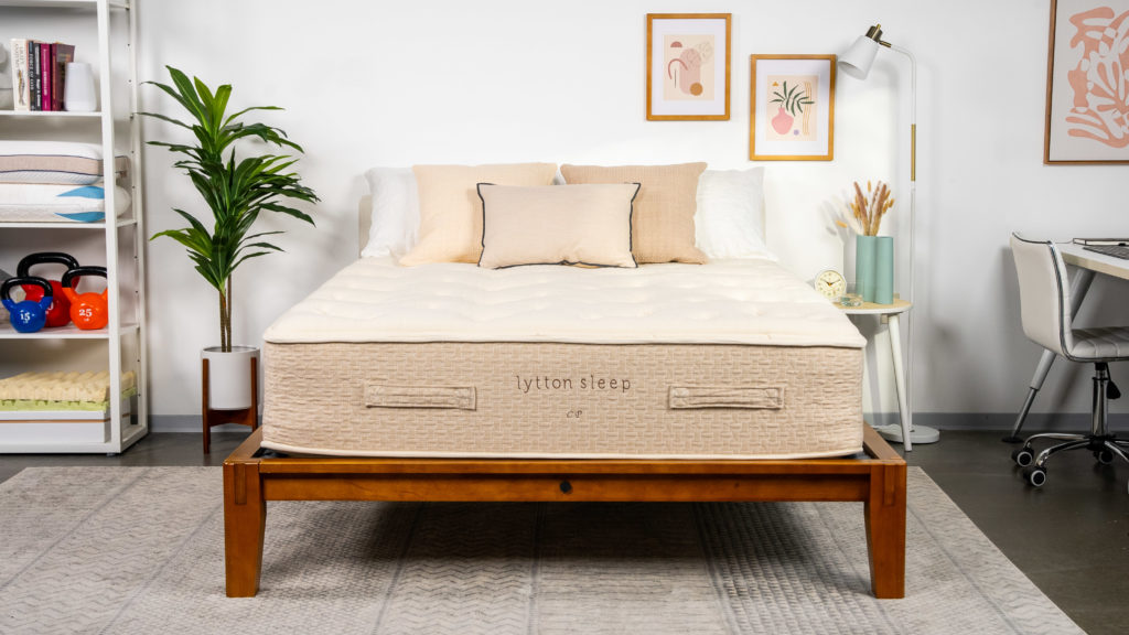Lytton Signature Mattress Review – Test Lab Ratings A picture of the Lytton Sleep Signature Comfort Plush Mattress in Sleep Foundation's test lab.